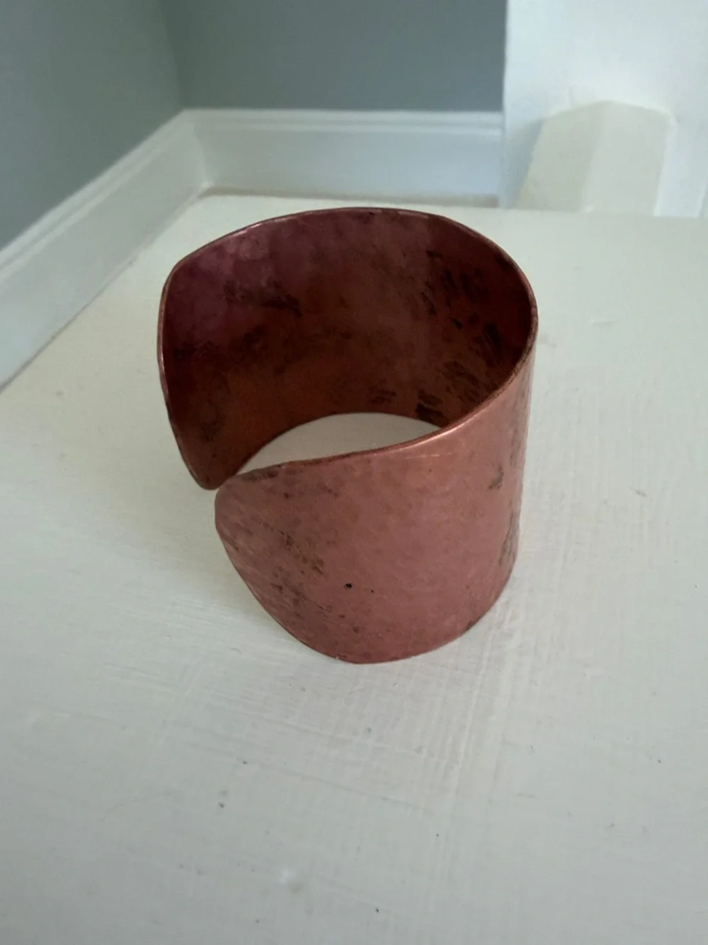Copper Hammered Cuff Bracelet - Rose Copper Fashion Bangle